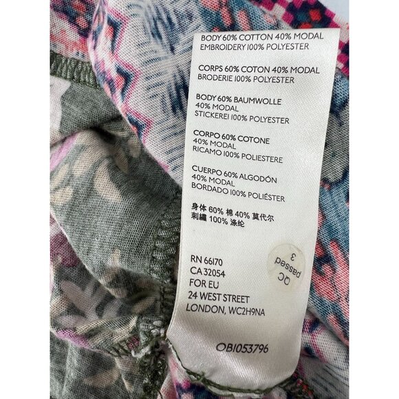 Anthropologie S Green Floral Embroidered Sigrid Tank Top Tie Neck Ruffle Boho - Picture 6 of 9